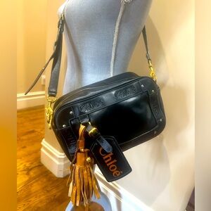 Chloe Eden Black Leather Crossbody Bag